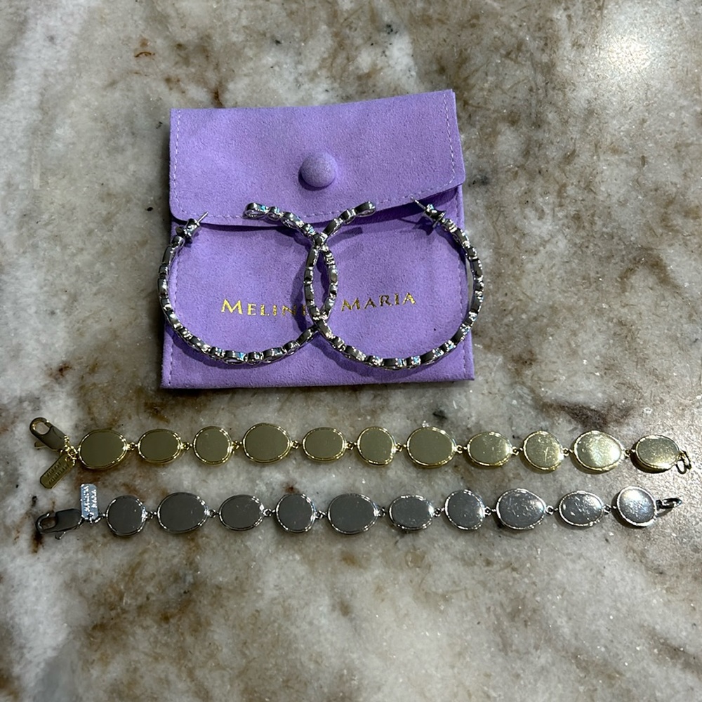 Melinda Maria hoops and bracelets